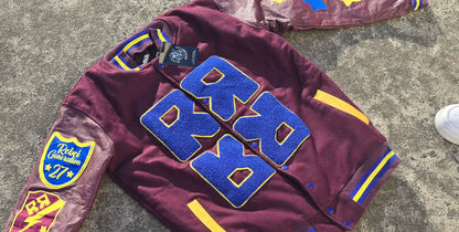 Rebel Embroidered Varsity Jacket (Burgundy)