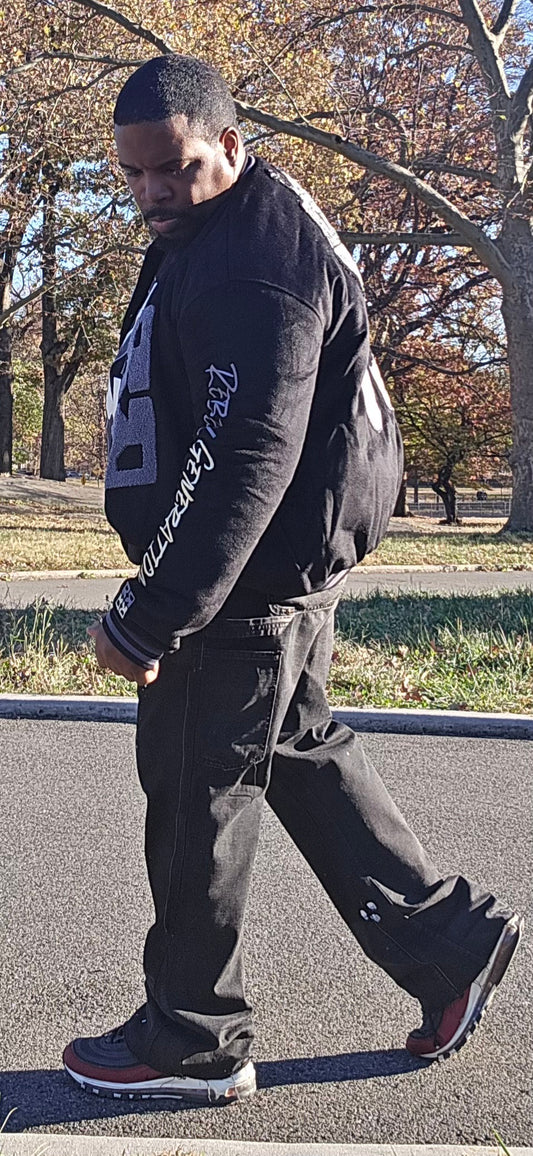 Rebel Embroidered Varsity Jacket (Black)